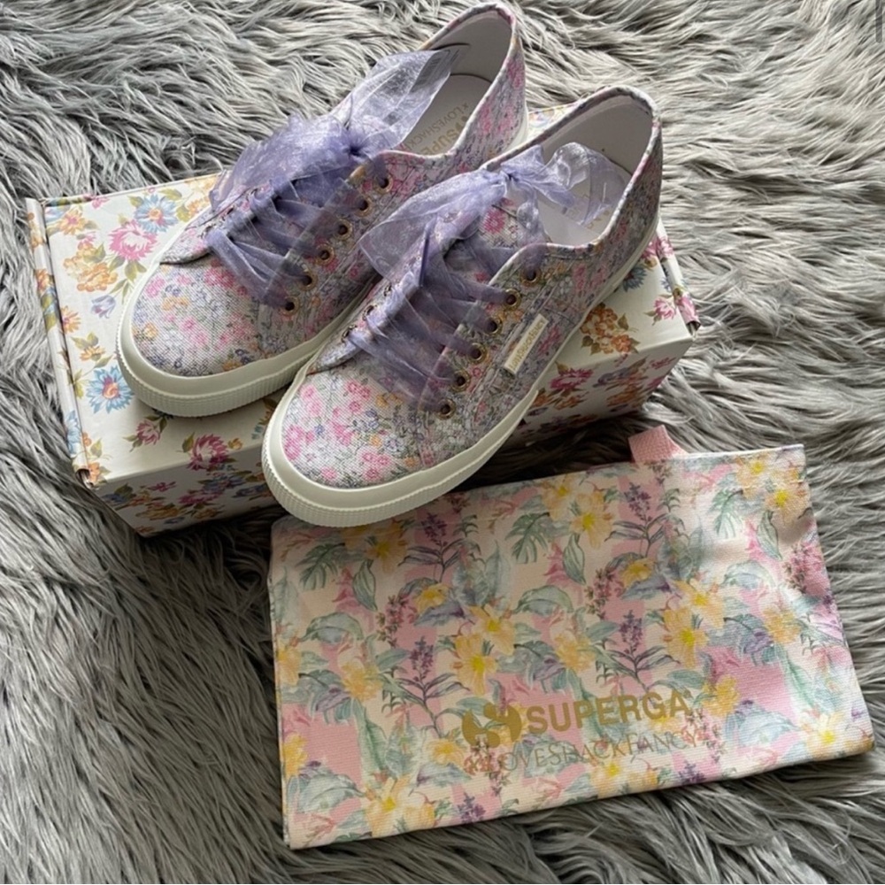LOVESHACKFANCY NIB x SUPERGA sneaker in lavender blooms